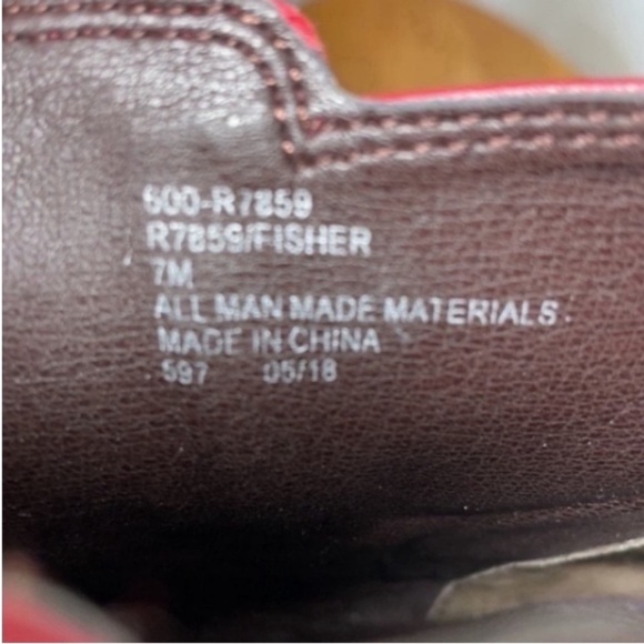 Rialto Cowboy Boots Red Heeled Fisher Buckle Booties Cutout Studs Country Chunky - Picture 3 of 16